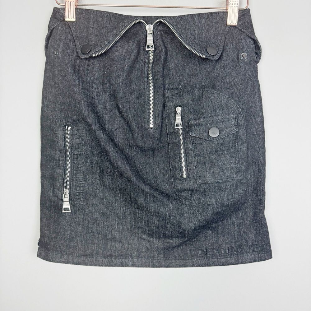 HACULLA | Multi Zipper Denim Style Mini Skirt Foldover Waist Women’s Size Small